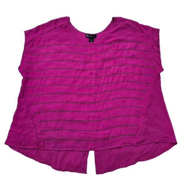 Pink Sequin Blouse Lane Bryant Plus Size 22/24 Dolman Sleeve Hi Low Georgette - Picture 8 of 8